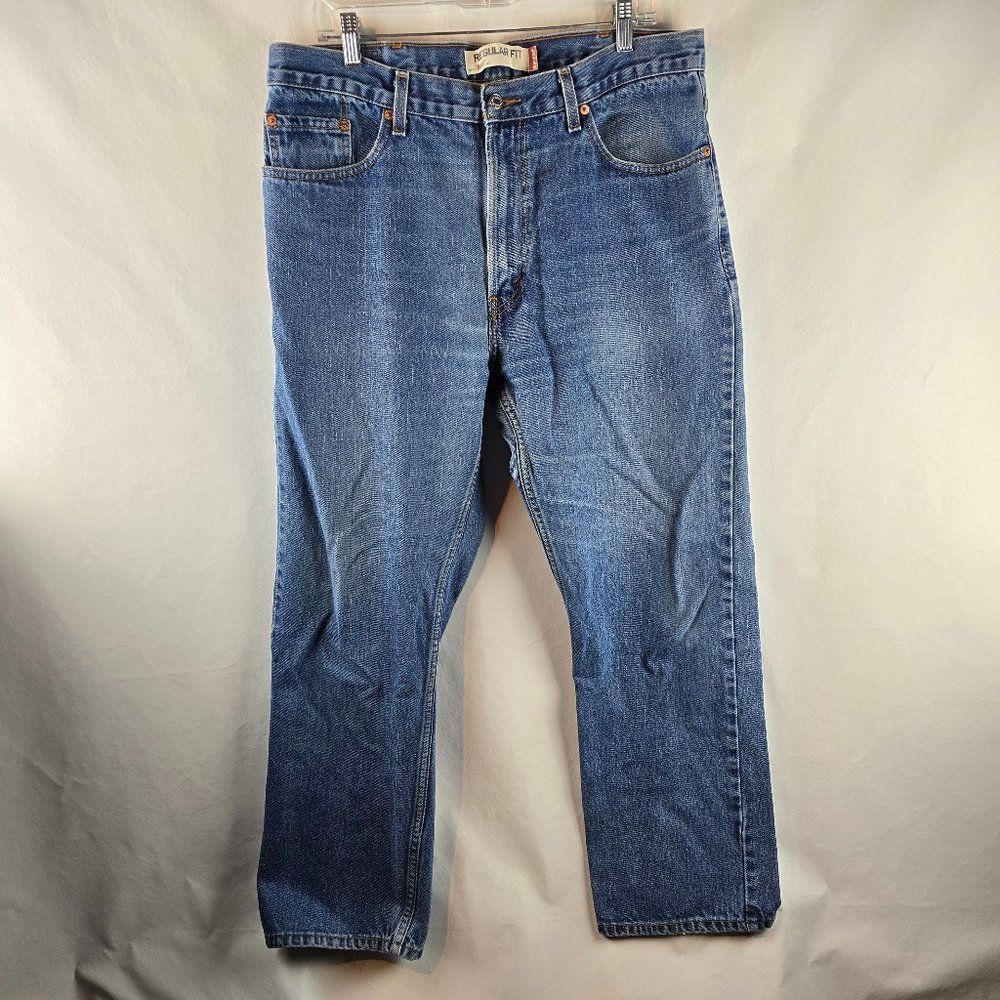 Levis 505 Jeans Men 38x30 Blue Denim Straight Leg 5 Pockets Medium Wash Normcore